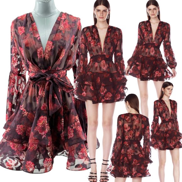 🆕 BRONX & BANCO 🧿 NWOT Bedouin Coastal Mini Dress, Rose Burnout - Sz L US 8 - Picture 1 of 17